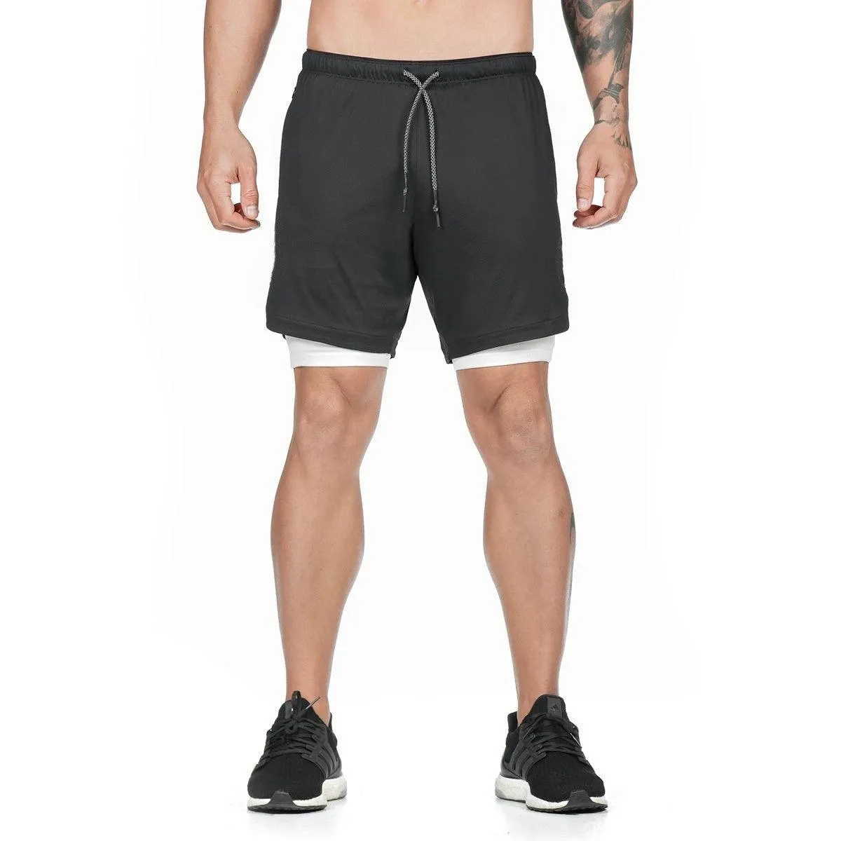 Quick Dry 2-in-1 Gym Running Shorts for Men with Pocket