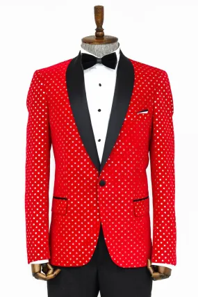 Red with Diamond Pattern Prom Blazer