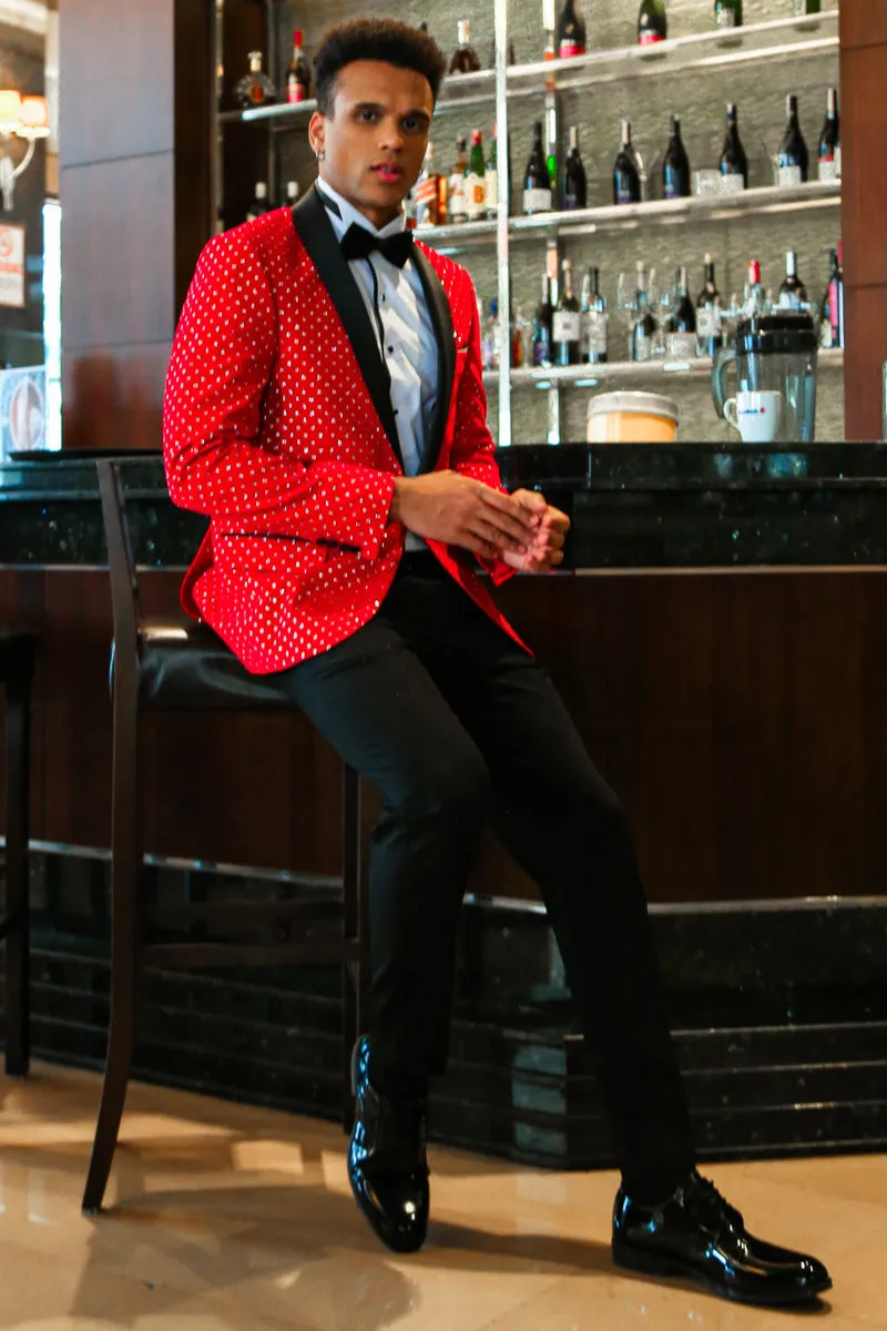 Red with Diamond Pattern Prom Blazer