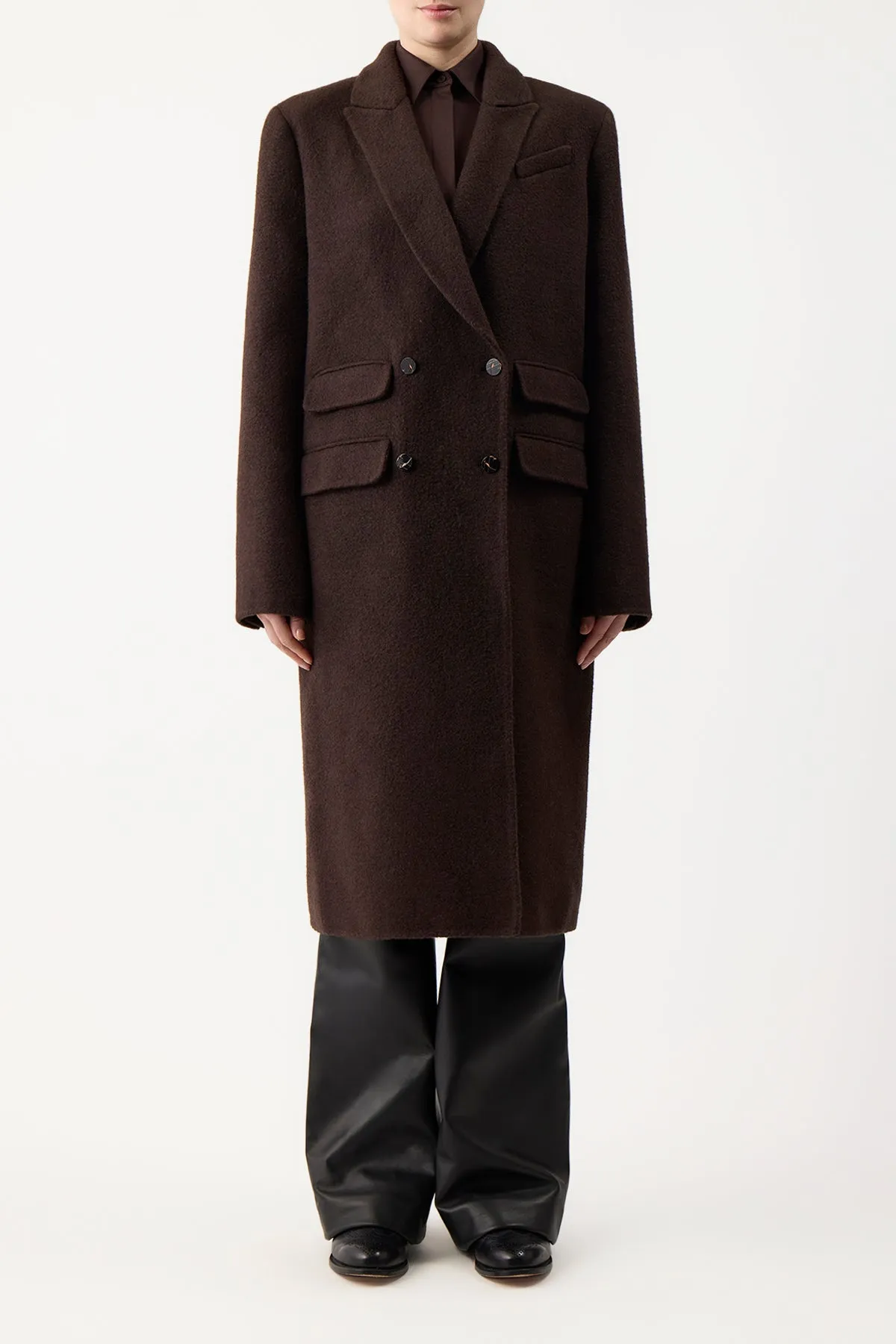 Reed Coat in Chocolate Double-Face Recycled Cashmere Felt