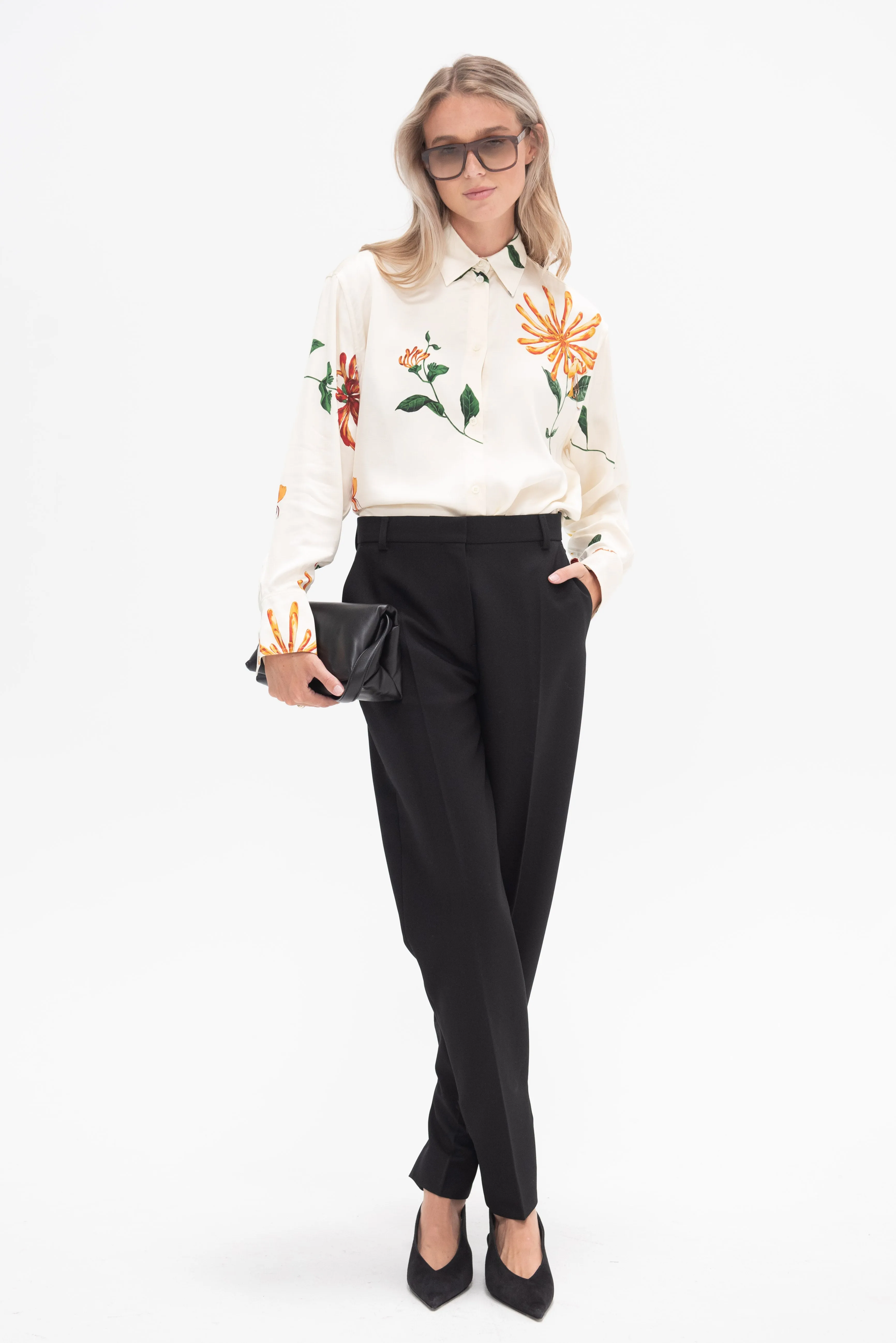 Relaxed Honeysuckle Shirt, Ecru & Orange