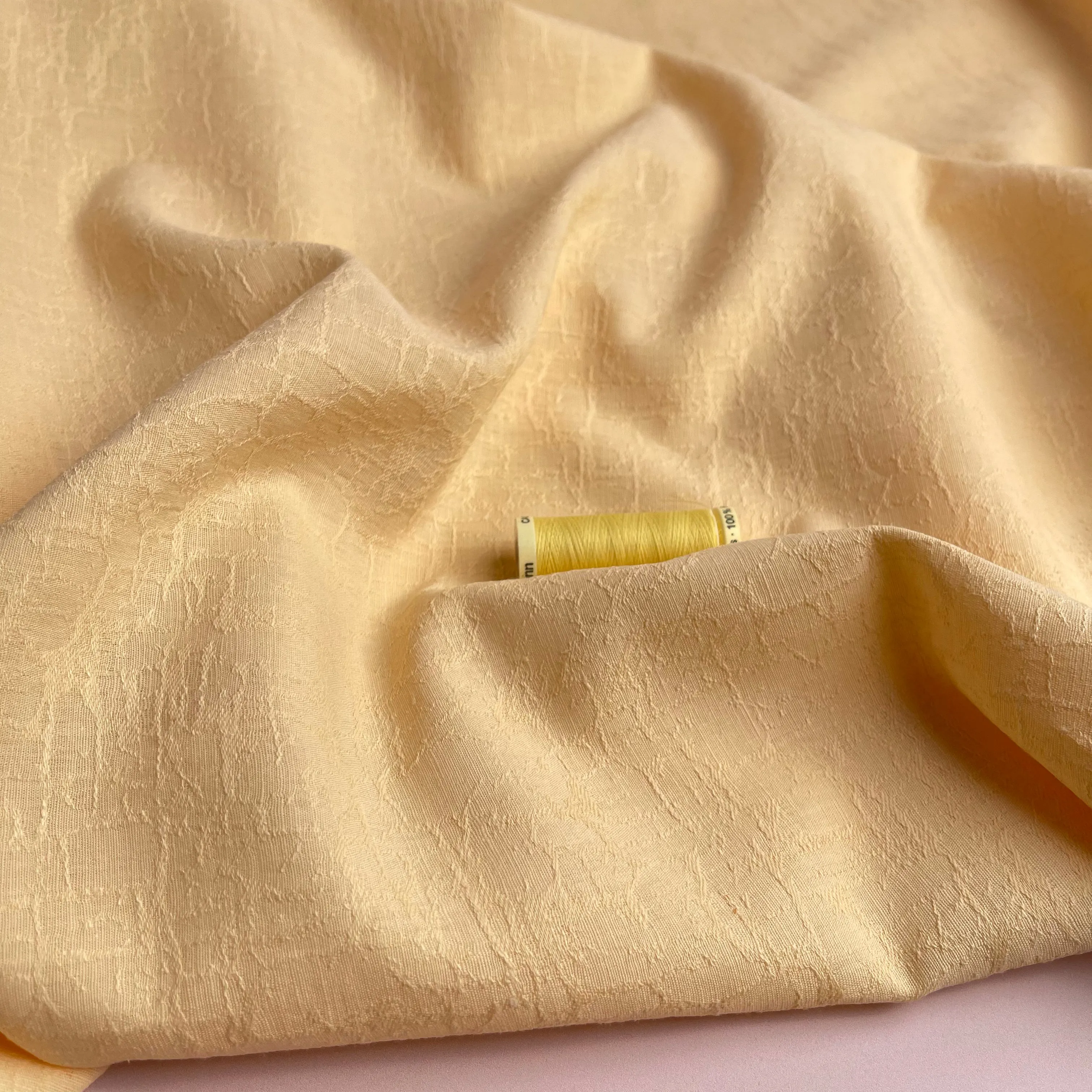 REMNANT 0.35 metre   free small section with fault - Fibre Mood Cotton Linen Bark Jacquard in Yellow