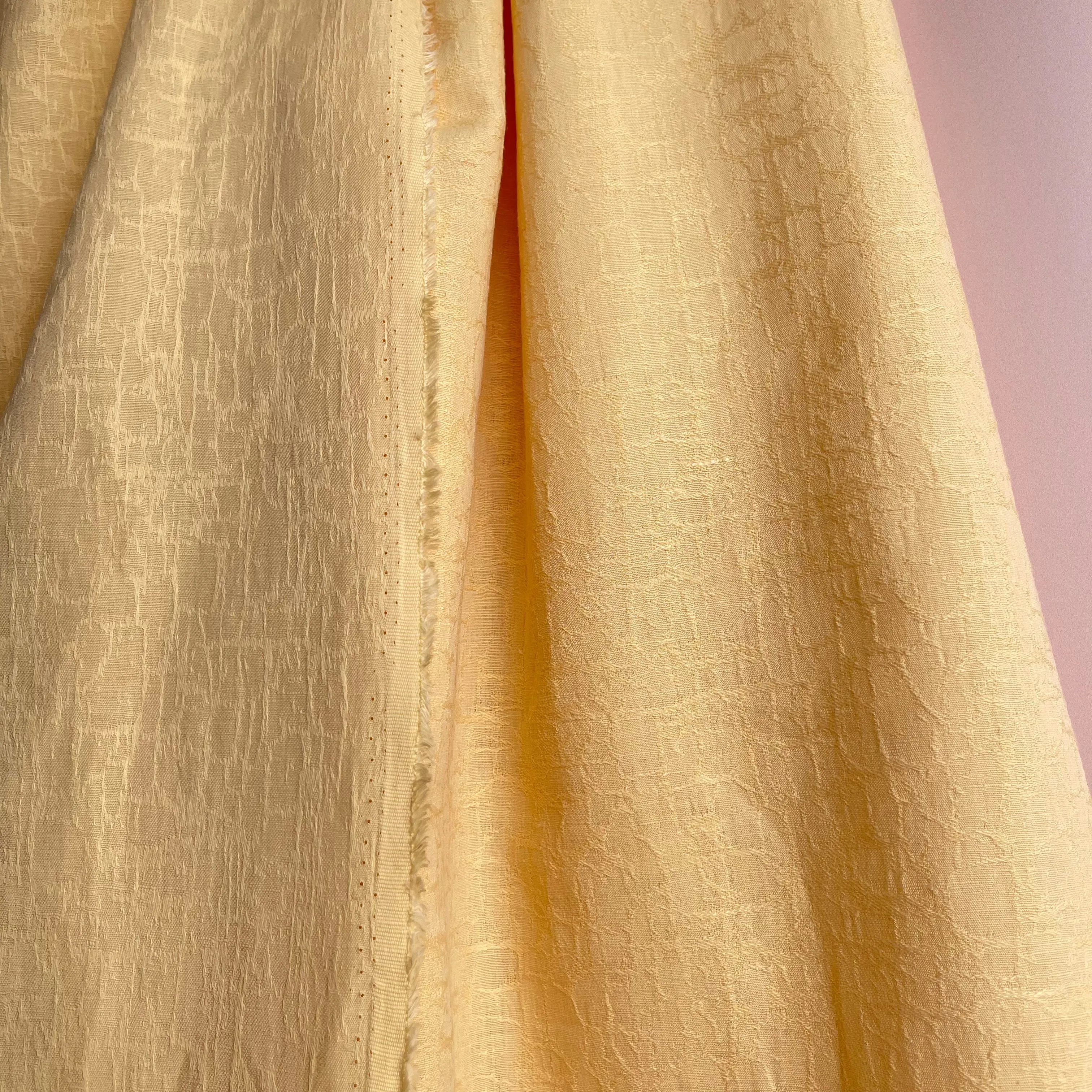 REMNANT 0.35 metre   free small section with fault - Fibre Mood Cotton Linen Bark Jacquard in Yellow