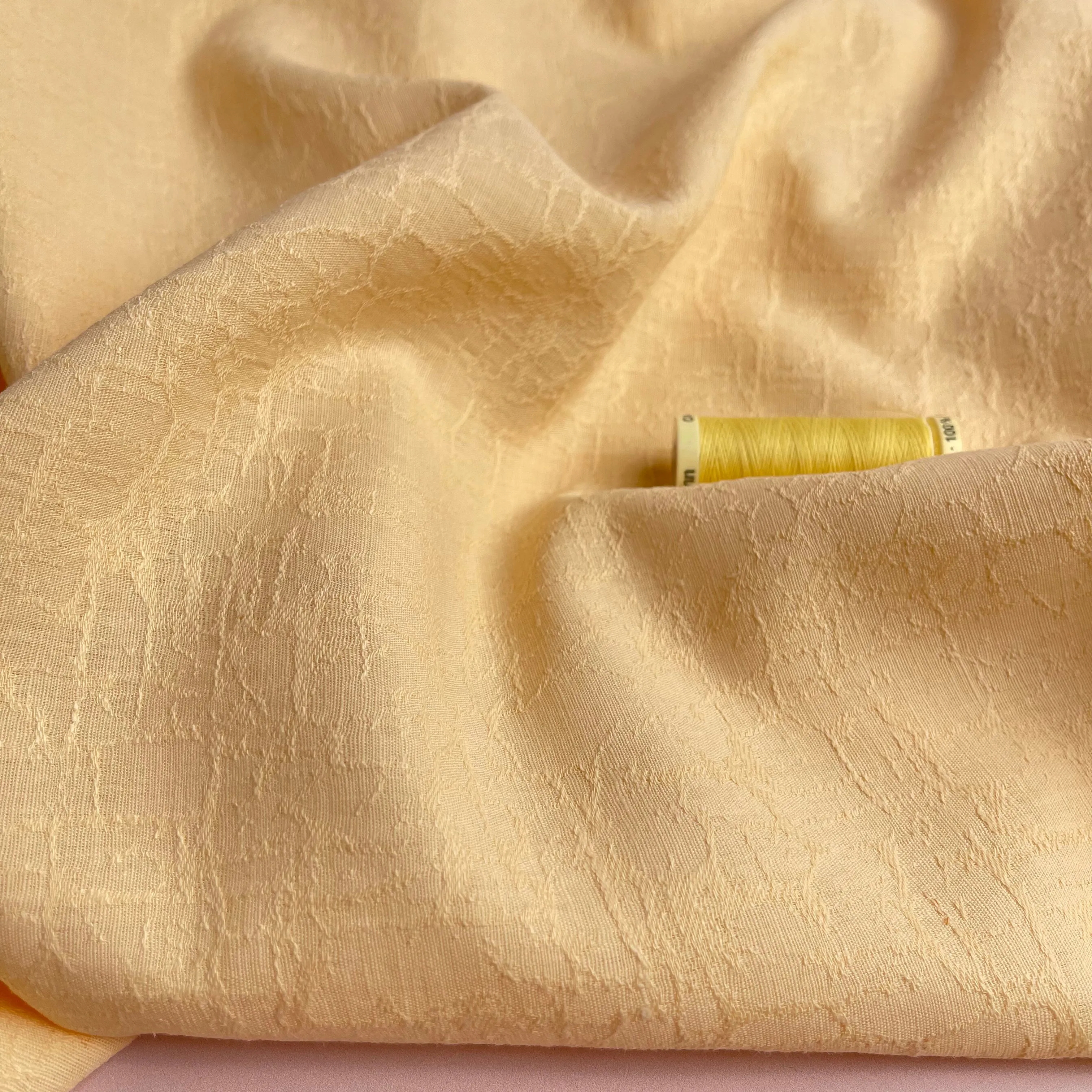 REMNANT 0.35 metre   free small section with fault - Fibre Mood Cotton Linen Bark Jacquard in Yellow