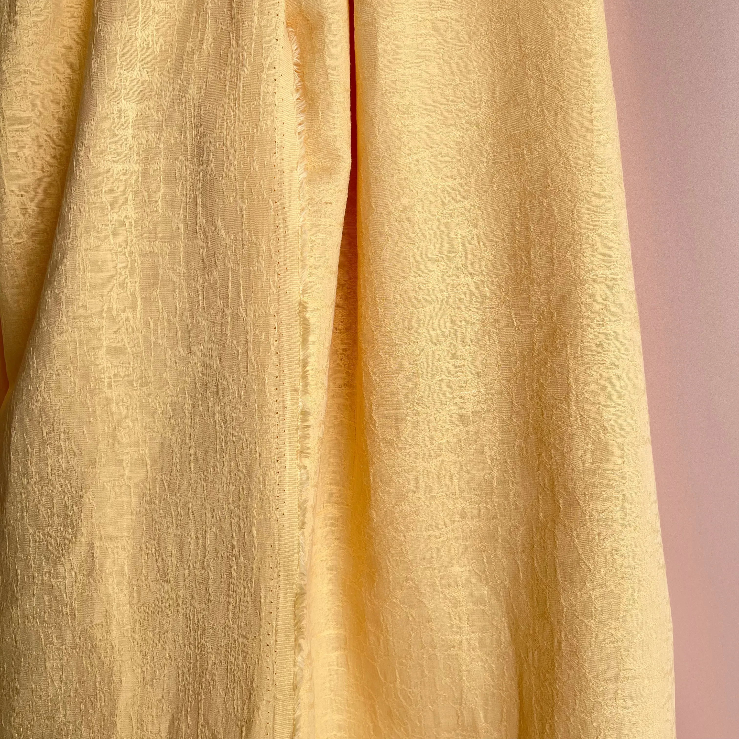 REMNANT 0.35 metre   free small section with fault - Fibre Mood Cotton Linen Bark Jacquard in Yellow