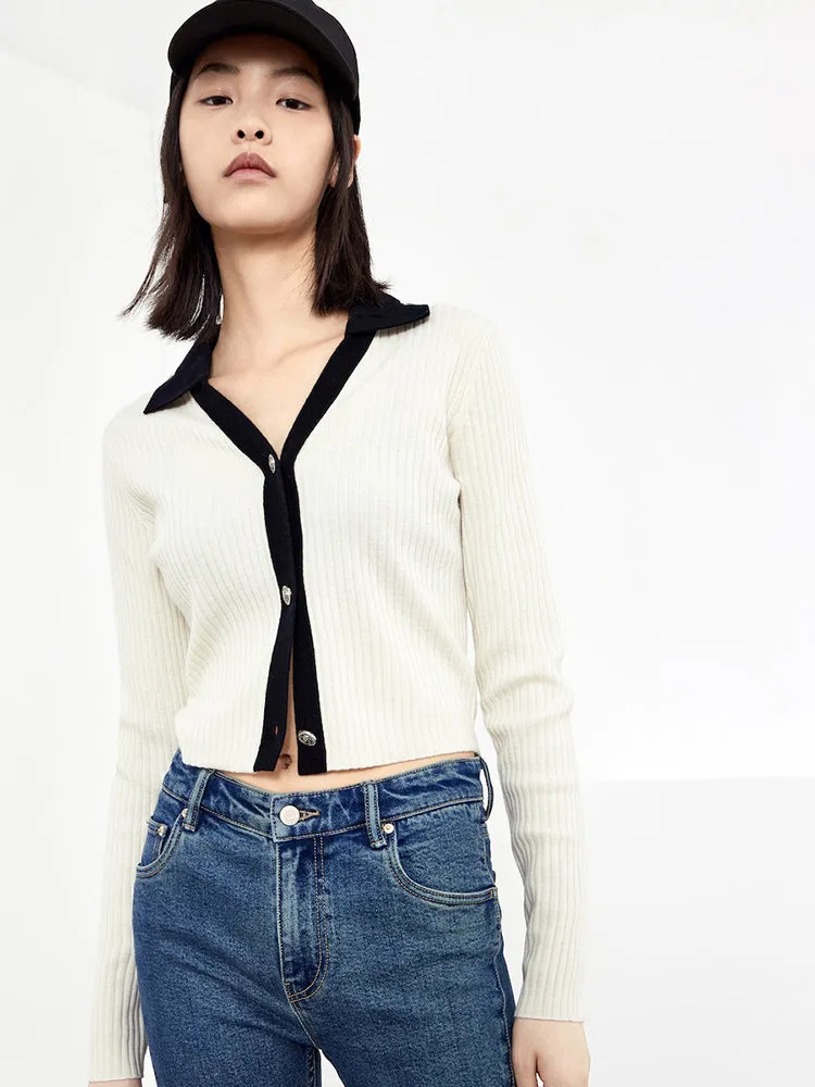 Rib-knit Crop Cardigan