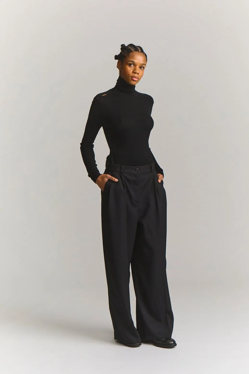 SIENNA PANT - STRUCTURED TWILL - BLACK