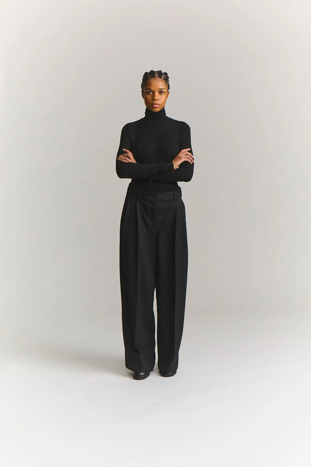 SIENNA PANT - STRUCTURED TWILL - BLACK