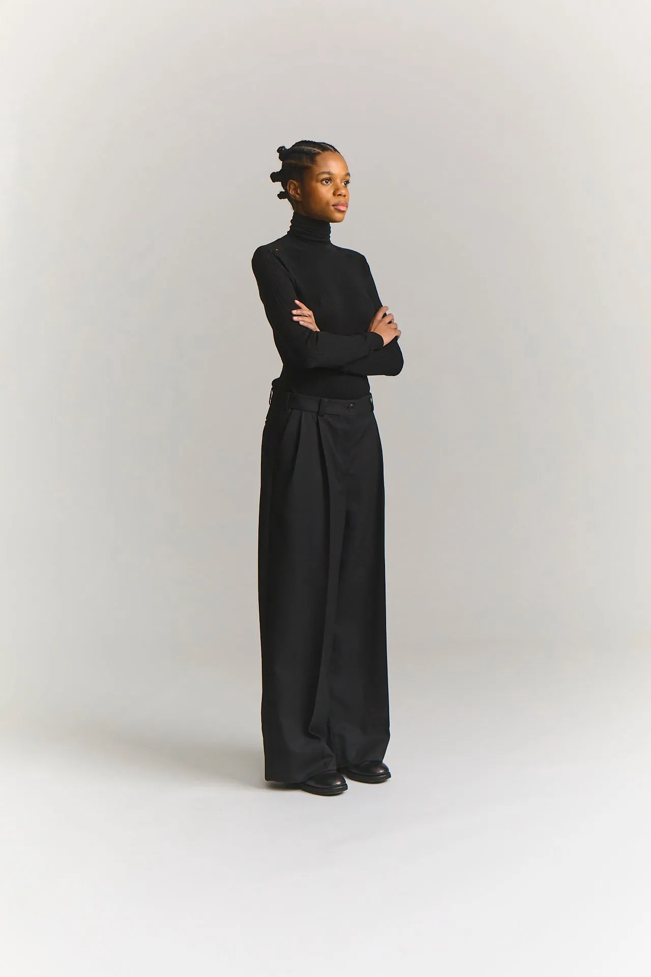 SIENNA PANT - STRUCTURED TWILL - BLACK