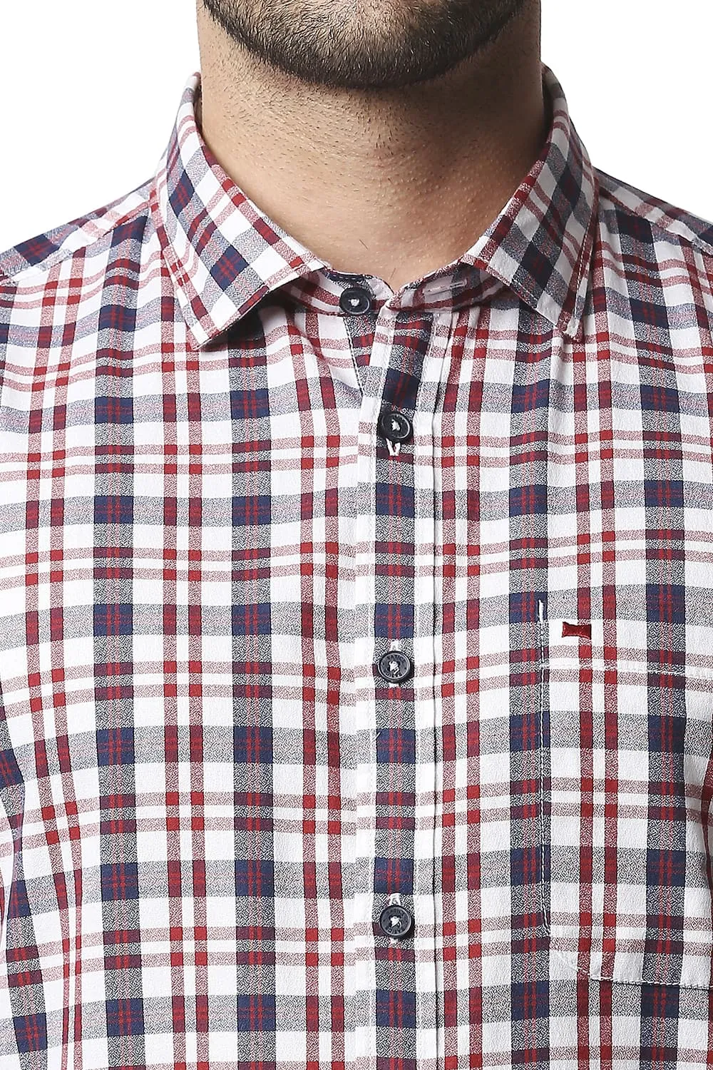 Slim Fit Crepe Checks Halfsleeves Shirt