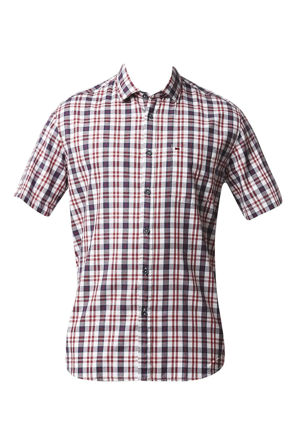 Slim Fit Crepe Checks Halfsleeves Shirt