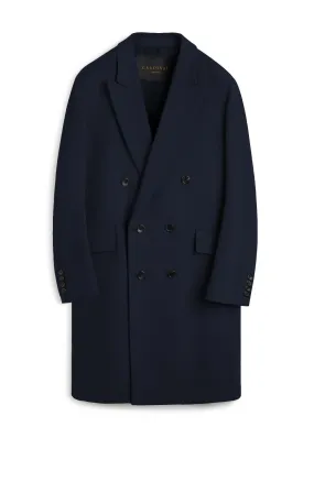 THOMAS DOUBLE BREAST NAVY CASHMERE OVERCOAT