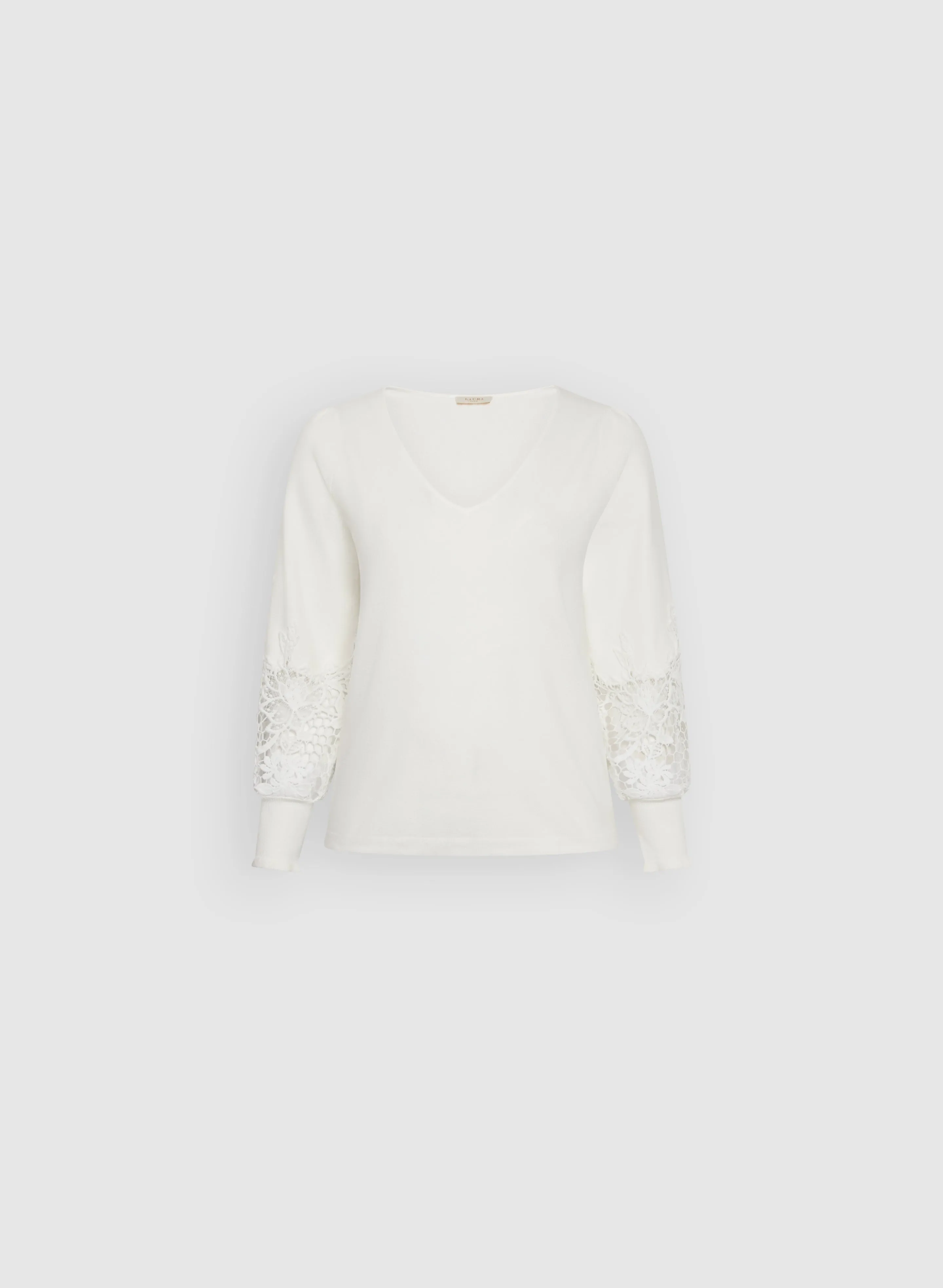 V-Neck Lace Detail Sweater