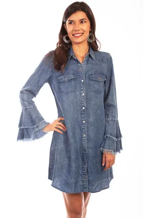 Women's Honey Creek Collection Dress: Western Yoke Double Ruffle Cuffs